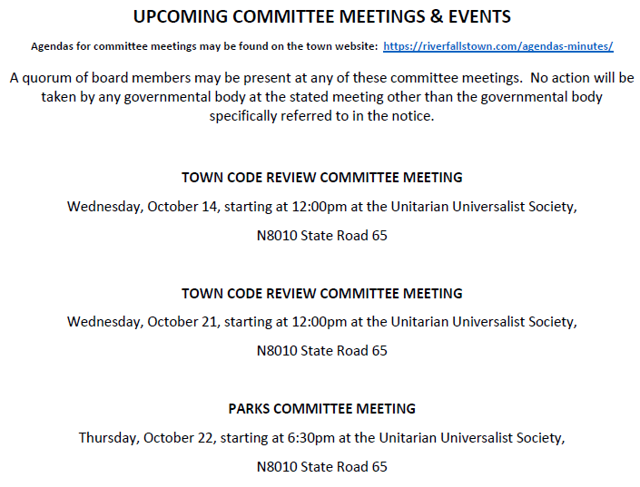 October Committee Meetings